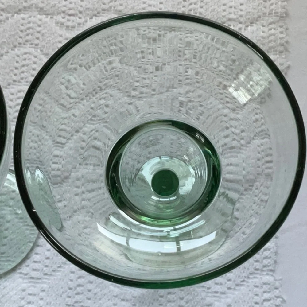 Large Margarita Glasses Set of 2 Green Glass